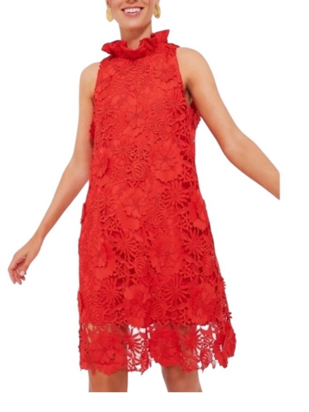 Tuckernuck Red Guipure Lace Blythe Dress Size Large - Picture 2 of 13